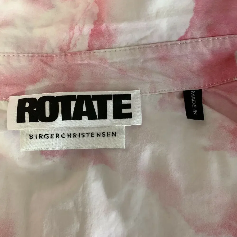 ROTATE Size M Pink White Cotton Print Button Up Shirt - Picture 4 of 8